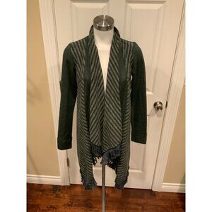 Saturday Sunday Gray Sweatshirt Material W/Striped Fleece Open Cardigan, Size XS